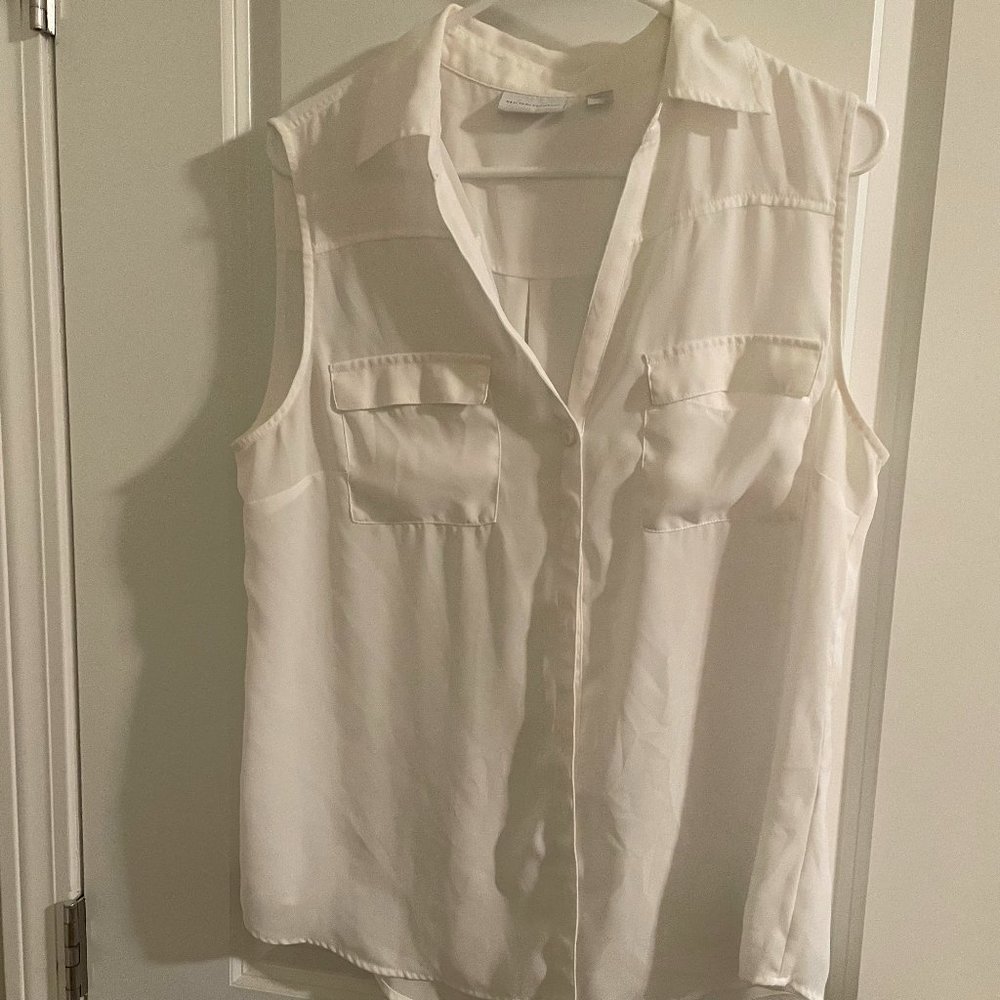 New York & Company White Sleeveless Top